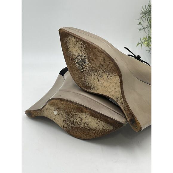 Reed Krakoff Black Suede & Grey Taupe Leather Zipper Wedge Boots Shoes 39/8.5 - Picture 10 of 16